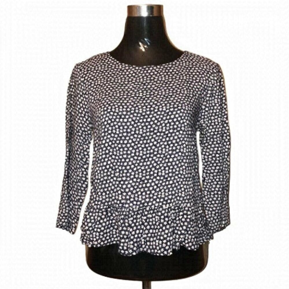 H&M Floral Peplum Blouse Size 6 Romantic Boho Chic Everyday Style